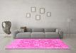 Machine Washable Oriental Pink Traditional Rug in a Living Room, wshabs1205pnk