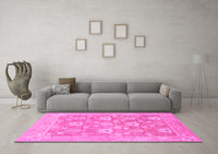 Machine Washable Oriental Pink Traditional Rug, wshabs1205pnk