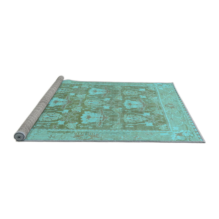 Sideview of Machine Washable Oriental Light Blue Traditional Rug, wshabs1205lblu