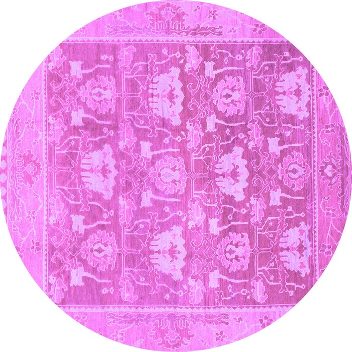 Round Oriental Purple Traditional Rug, abs1205pur