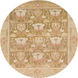 Round Abstract Orange Oriental Rug, abs1205