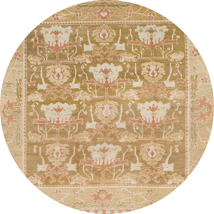 Round Abstract Orange Oriental Rug, abs1205