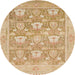 Round Abstract Orange Oriental Rug, abs1205