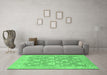 Machine Washable Oriental Emerald Green Traditional Area Rugs in a Living Room,, wshabs1205emgrn
