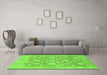 Machine Washable Oriental Green Traditional Area Rugs in a Living Room,, wshabs1205grn