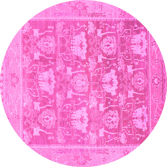 Round Oriental Pink Traditional Rug, abs1205pnk