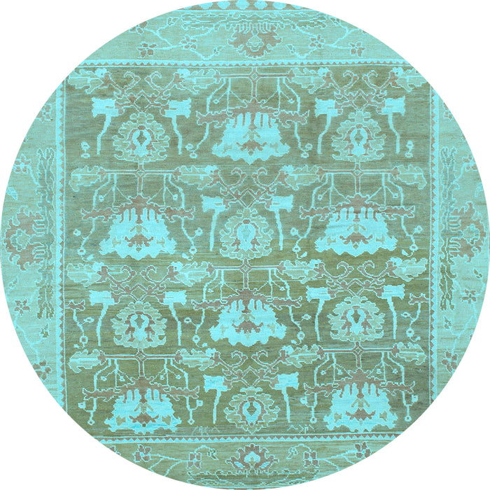 Round Oriental Light Blue Traditional Rug, abs1205lblu