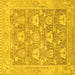 Square Machine Washable Oriental Yellow Traditional Rug, wshabs1205yw
