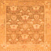 Square Machine Washable Oriental Orange Traditional Area Rugs, wshabs1205org