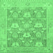 Square Machine Washable Oriental Emerald Green Traditional Area Rugs, wshabs1205emgrn
