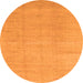 Round Machine Washable Abstract Orange Modern Area Rugs, wshabs1206org