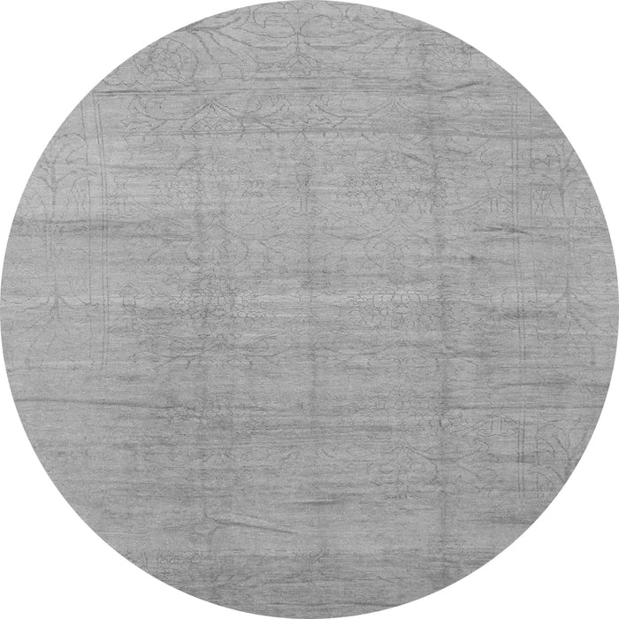 Round Machine Washable Abstract Gray Modern Rug, wshabs1206gry