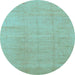 Round Machine Washable Abstract Light Blue Modern Rug, wshabs1206lblu