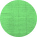 Round Abstract Emerald Green Modern Rug, abs1206emgrn