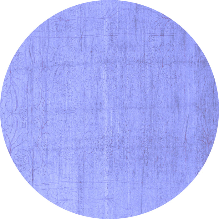 Round Abstract Blue Modern Rug, abs1206blu