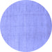 Round Machine Washable Abstract Blue Modern Rug, wshabs1206blu