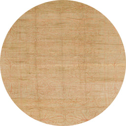 Round Machine Washable Abstract Orange Rug, wshabs1206