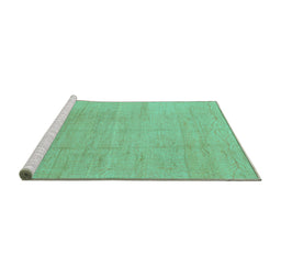 Sideview of Machine Washable Abstract Turquoise Modern Area Rugs, wshabs1206turq