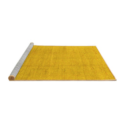 Sideview of Machine Washable Abstract Yellow Modern Rug, wshabs1206yw