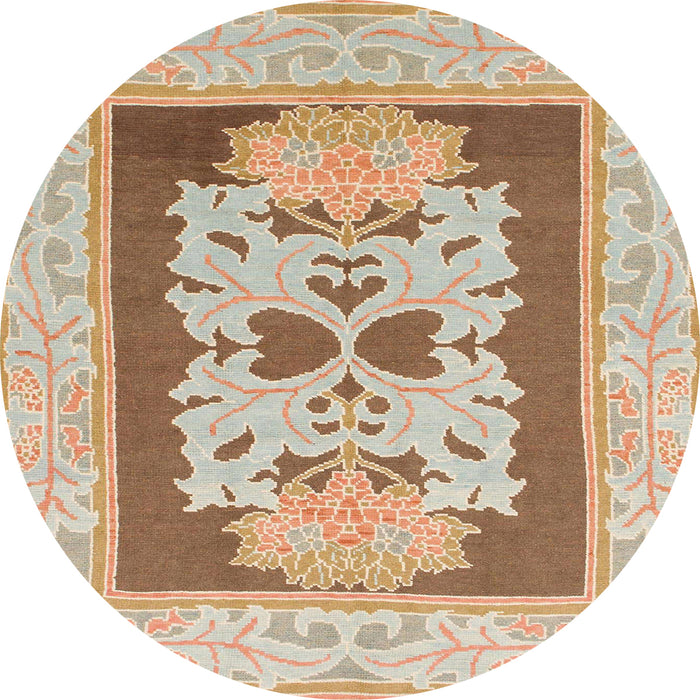 Round Abstract Chocolate Brown Modern Rug, abs1207