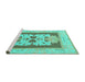 Sideview of Machine Washable Abstract Turquoise Modern Area Rugs, wshabs1207turq