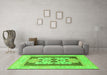 Machine Washable Abstract Green Modern Area Rugs in a Living Room,, wshabs1207grn