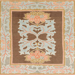 Square Machine Washable Abstract Chocolate Brown Rug, wshabs1207