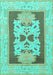 Machine Washable Abstract Turquoise Modern Area Rugs, wshabs1207turq