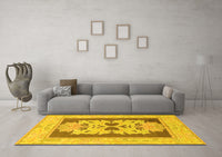 Machine Washable Abstract Yellow Modern Rug, wshabs1207yw