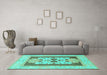 Machine Washable Abstract Turquoise Modern Area Rugs in a Living Room,, wshabs1207turq