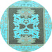 Round Machine Washable Abstract Light Blue Modern Rug, wshabs1207lblu