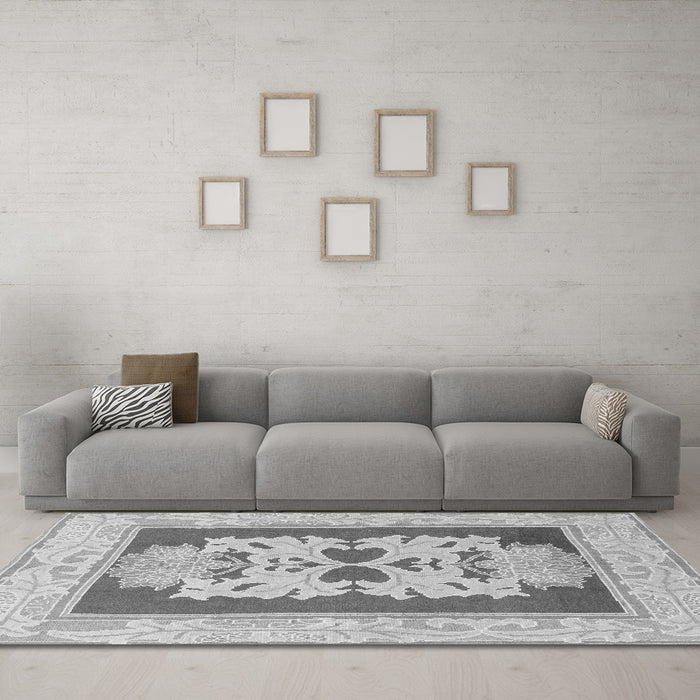 Machine Washable Abstract Gray Modern Rug in a Living Room,, wshabs1207gry