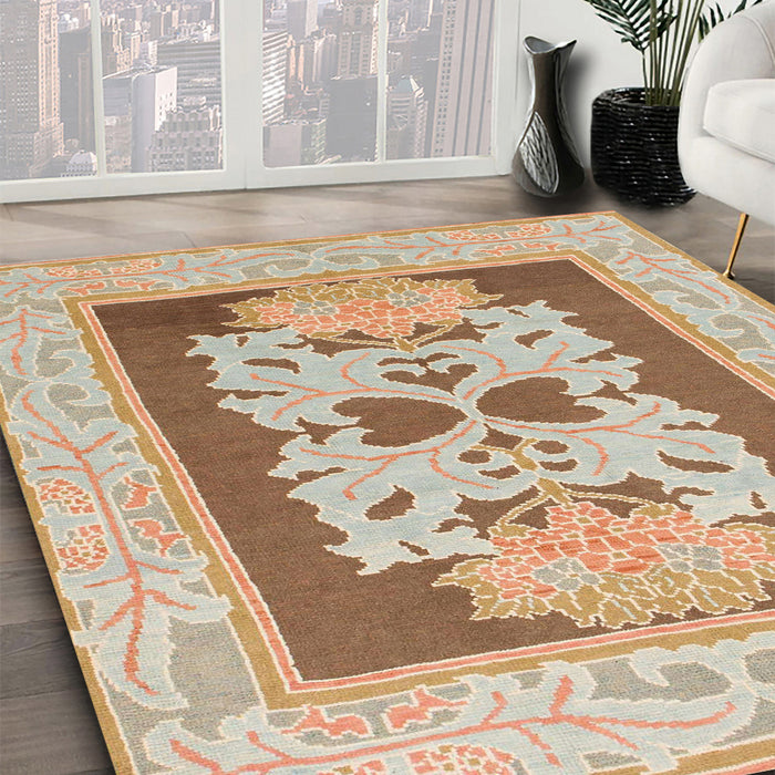 Abstract Chocolate Brown Modern Rug in Family Room, abs1207