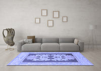 Machine Washable Abstract Blue Modern Rug, wshabs1207blu