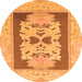 Round Abstract Orange Modern Rug, abs1207org