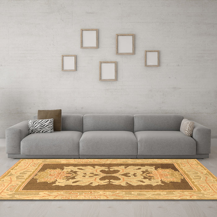 Machine Washable Abstract Brown Modern Rug in a Living Room,, wshabs1207brn