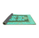 Sideview of Abstract Turquoise Modern Rug, abs1207turq