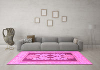 Machine Washable Abstract Pink Modern Rug, wshabs1207pnk