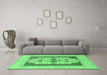 Machine Washable Abstract Emerald Green Modern Area Rugs in a Living Room,, wshabs1207emgrn