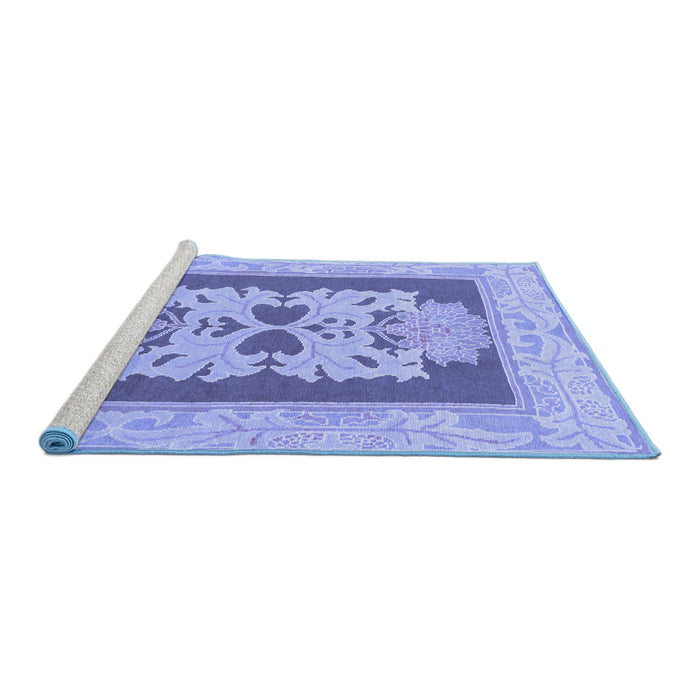 Sideview of Machine Washable Abstract Blue Modern Rug, wshabs1207blu