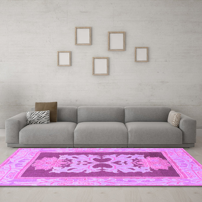 Machine Washable Abstract Purple Modern Area Rugs in a Living Room, wshabs1207pur