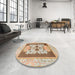 Round Abstract Chocolate Brown Modern Rug in a Office, abs1207