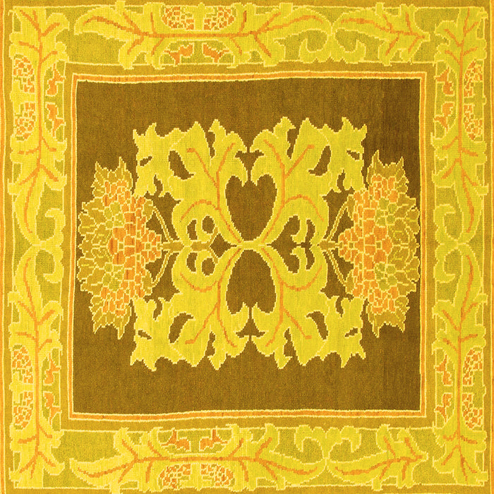 Square Machine Washable Abstract Yellow Modern Rug, wshabs1207yw