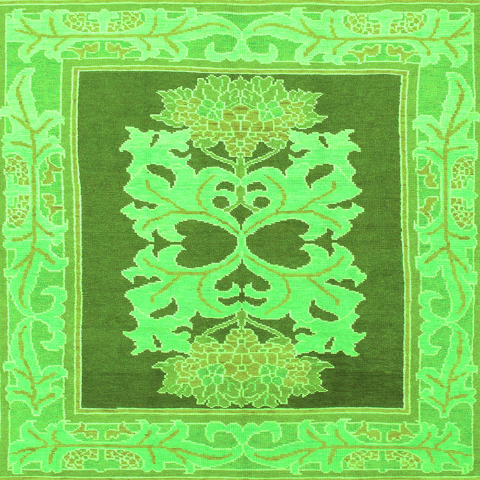 Square Abstract Green Modern Rug, abs1207grn