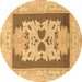 Round Abstract Brown Modern Rug, abs1207brn