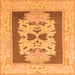 Square Machine Washable Abstract Orange Modern Area Rugs, wshabs1207org