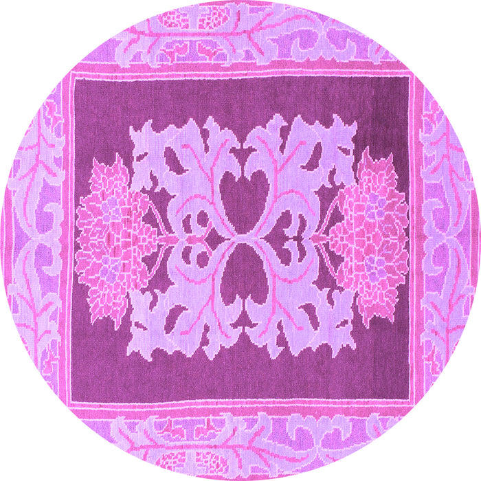 Round Machine Washable Abstract Purple Modern Area Rugs, wshabs1207pur