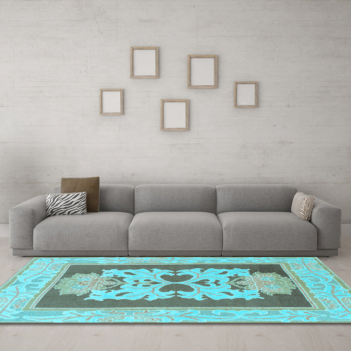 Machine Washable Abstract Light Blue Modern Rug in a Living Room, wshabs1207lblu
