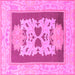 Square Machine Washable Abstract Pink Modern Rug, wshabs1207pnk