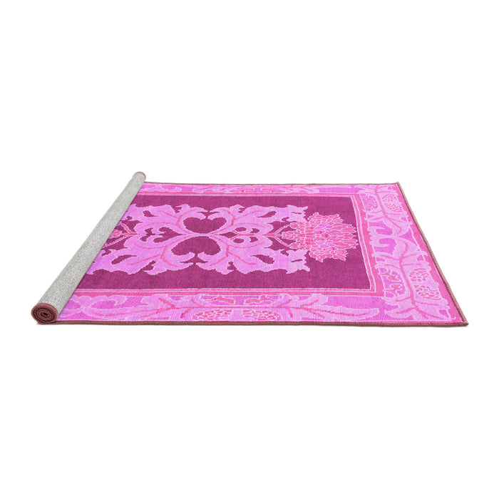 Sideview of Machine Washable Abstract Pink Modern Rug, wshabs1207pnk